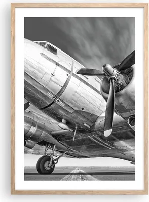 Produktbild von Gerahmtes Poster - Rahmen in heller Eiche - Flugzeug Retro Flugzeug - 50x70 cm - Wand Bild - Wanddeko - Wandbilder - Kunstposter - Wandposter - Bilderrahmen - Bilder - Kunstdruck - P2NPA50x70-4952