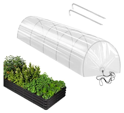 Produktbild von Gewächshaus 300×45×45 cm Foliengewächshaus Folientunnel Winterschutz Robustes Folientunnel Gewächshaus mit 6 Stahldrähten und Erdnägeln für Garten und Balkon für Gemüse, Blumen, Pflanzen