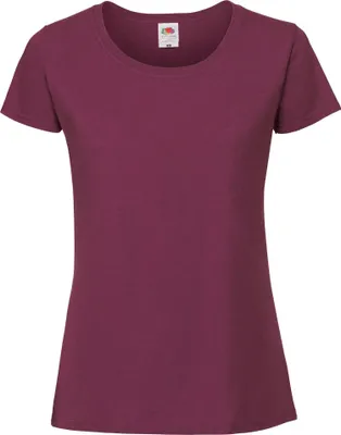 Productafbeelding van Fruit of the Loom - "Iconic 195 Premium" dames T-shirt, model FK2664 (maat S), kleur: bordeauxrood