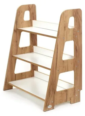 Produktbild von Kids Helper Kinderregal Eiche Weiß Spielzeugregal Ablage Montessori Kindermöbel MDF