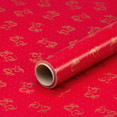 Produktbild von Geschenkpapier, Goldene Engel, Rot, 0,7 x 10 m - Geburtstag & Weihnachten