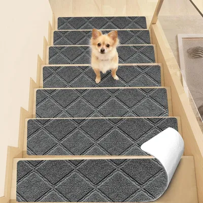 Immagine prodotto di 15 tappetini antiscivolo per scale - Autoadesivi - Resistenti - In poliestere - 76 x 20 cm - Tappetini per scale