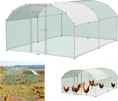 Produktbild von UISEBRT Hühnerstall 3x4m – Robustes Metall-Freilaufgehege für Geflügel & Kleintiere, Verzinkter Stahlrahmen & PE-Dach, Bogenaufsatz