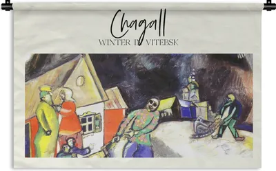 Produktbild von MuchoWow® Wandteppich Wandbehang Kunst - Winter in Witebsk - Chagall 60x40 cm Tapisserie Dekoration Wandtuch - Wanddekorationen