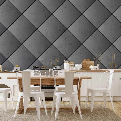 Produktbild von Vlies Fototapete - Grey symmetry - geometric pattern in concrete pattern with black joints 350x245 cm Muster f-A-10033-a-a