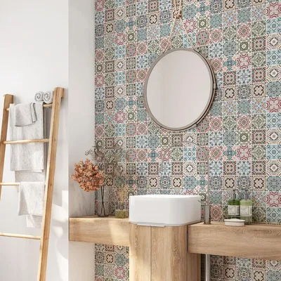 Produktbild von Klebefolie für Badezimmer – Lumaléa – Zementfliesenmuster – Klebefolie + MATT-Schutz – 55 x 55 cm
