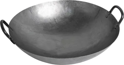 Produktbild von Wok Pfanne 30 cm Ø runder Boden 2 Griffe für Gasherd & Induktionsmulde Kohlenstoffstahl