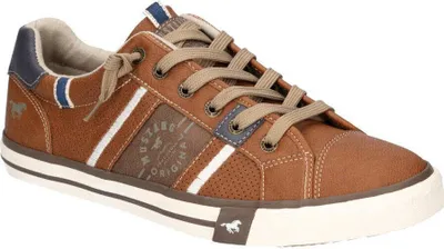 A single brown sneaker is shown against a white background.