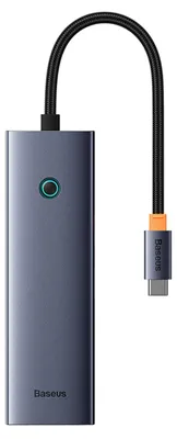 Produktbild von Baseus UltraJoy 6-Port, Kabelgebunden, USB 3.2 Gen 1 (3.1 Gen 1) Type-C, 100 W, 10,100,1000 Mbit/s, Grau, 5 Gbit/s