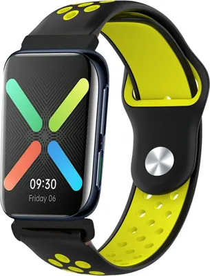 Produktbild von Strap-it Oppo Watch Sportarmband (Schwarz/Gelb)
