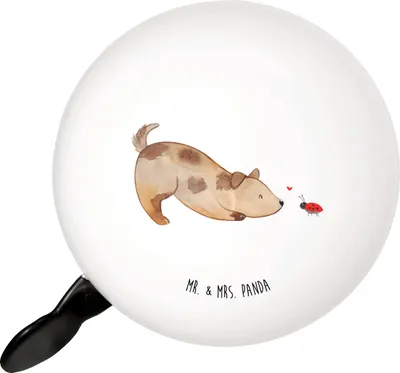 Produktbild von Mr. & Mrs. Panda Fahrradklingel Hund Marienkäfer - Weiß - Geschenk, Tierliebhaber, Sprüche, Klingel Für Fahrrad, Fahrrad-Klingel, Neugierig, Achtsam, Fahrradglocke