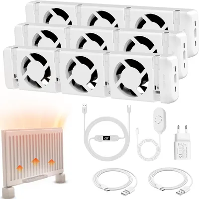 Immagine prodotto di Termoventilatore con regolazione della velocità del radiatore, silenzioso, 3 pezzi.