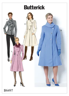 Productafbeelding van Damenpatroon Butterick B6497B5: Jas/Mantel, maten 36-44