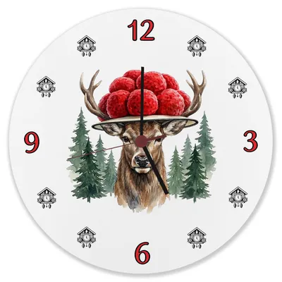 Produktbild von Hirsch mit Bollenhut Wanduhr aus Alu Schwarzwald Motiv