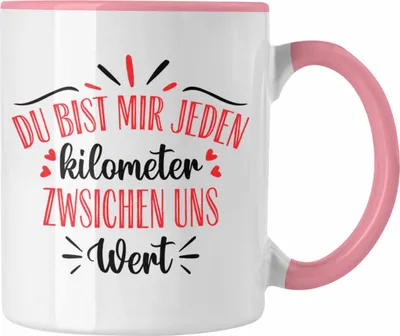 Produktbild von Trendation -  Fernbeziehung Geschenk für Ihn Sie Tasse mit Spruch Valentinstag Geburtstag Geschenk Freund (Rosa)