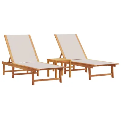 Image de Chaises longues lot de 2 table gris bois d'acacia et textilène