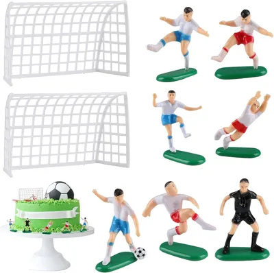 Productafbeelding van Kiki fancy Taartdecoratie - Voetbalfiguren - 9 stuks - Decoratie - Taartoplegger - Voetbaldecoratie voor kinderen - Jongens - Voetbalfans