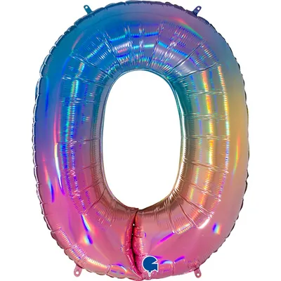 Produktbild von Riesenzahl Folienballon 40"/102cm | Regenbogen Zahl: 0