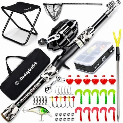 Immagine prodotto di Kit telescopico per bambini, nero, con sedia pieghevole e portacanne, 1 set, per bambini