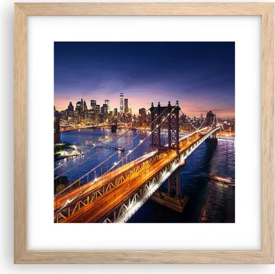 Produktbild von Gerahmtes Poster - Rahmen in heller Eiche - Usa amerika new york manhattan - 30x30 cm - Wand Bild - Wanddeko - Wandbilder - Wandposter - Bilderrahmen - Bilder - Kunstdruck - Wandbild - P2NAC30x30-2820
