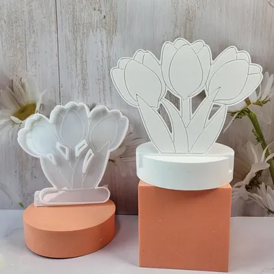 Produktbild von Silikonformen Gießformen Frühling, 2 Stück, Blumen, Rose mit Sockel, für Gips, Kerzenhalter, Deko