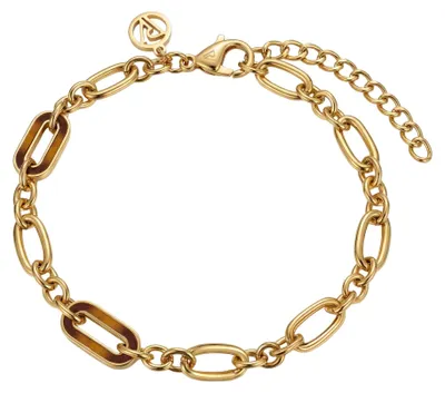 Produktbild von PAUL VALENTINE - Damen Armband Edelstahl - Vergoldet/Golden - Oval Acryl Anhänge