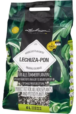 Obrázek produktu pro Granulát pro pokojové a jedlé rostliny Lechuza Pon 6 l minerální substrát předhnojený 6-8 měsíců, bez rašeliny
