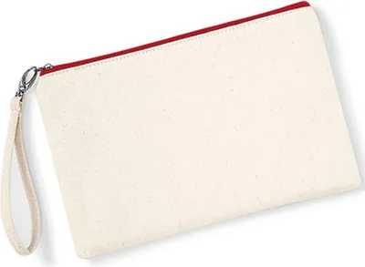 Image de Westford Mill W520 | Canvas Wristlet Pouch 26 x 17 cm - Couleur : Natural/Red - Taille : One Size