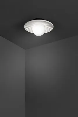Produktbild von Wandleuchte aus weißem Metall und Beton - Wandleuchte mit mundgeblasenem Glasdiffusor - Kollektion 10S48416 B - Durchmesser 28,5 cm - Perenz