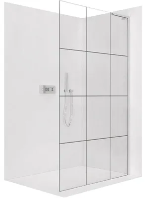 Imagen del producto de CERANO - Mampara de ducha Walk-in Onyx L, lado derecho, con soporte - 8 mm - cromo, vidrio templado - 110x200 cm