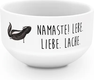 Produktbild von Mr. & Mrs. Panda Schüssel Stinktier Yoga - Weiß - Geschenk, dessertschale, Wildtier, Raubtier, Obstschale, Frühstücksschüssel, salatschälchen, Liebe, Skunk