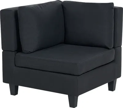 Produktbild von BELIANI Eckteil Schwarz Stoffbezug mit Schwarzen Beinen Modern Eck-Sesselmodul Wohnzimmer Schlafzimmer Ausstattung Sitzmöbel