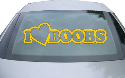 Produktbild von Indigos UG - Aufkleber Heckscheibe & Motorklappe DE2244 - gold - 600x171 mm - I Love Boobs - Auto Scheiben Fenster Heckklappe Tuning Racing JDM - Die cut