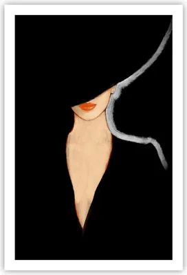 Produktbild von Poster - Poster ohne Rahmen - Schwarz Frau Hut - 61x91,5 cm - Wand Bild - Wanddeko - Wandbilder - Kunstposter - Wandposter - Bilder - Kunstdruck - Wanddekoration - Wandbild - P2XPA61x91-4341