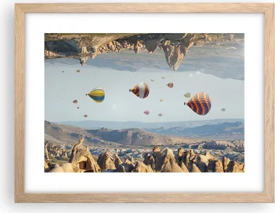 Produktbild von Gerahmtes Poster - Rahmen in heller Eiche - Surrealismus Flug Luftballons - 40x30 cm - Wand Bild - Wanddeko - Wandbilder - Kunstposter - Wandposter - Bilderrahmen - Bilder - P2NAA40x30-4454