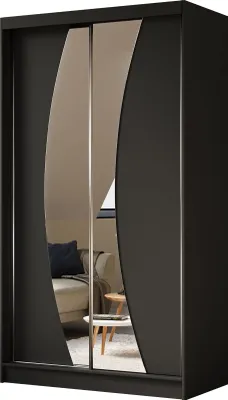Produktbild von Masseno Schiebetürenschrank VOCE 120 cm Kleiderschrank Schlafzimmer Schrank 2-türig mit Spiegel Schwarz