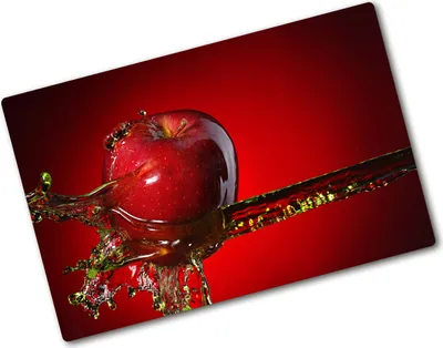 Produktbild von Tulup Glas Herdabdeckplatte - 80x52 cm - Glaskeramikkochfeld-Abdeckung Spritzschutz Glasabdeckplatte - Einteilig - Essen & Getränke - Apfel und Wasser - Rot