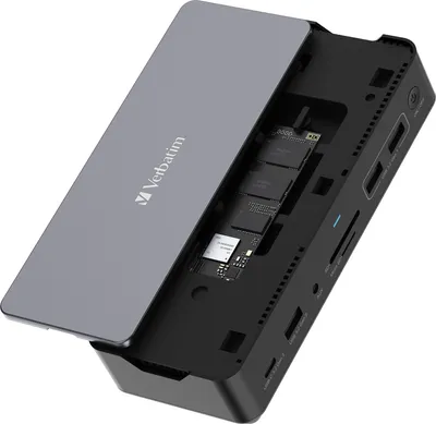Produktbild von Verbatim CDS-15S, Kabelgebunden, USB 3.2 Gen 1 (3.1 Gen 1) Type-C, 100 W, 3,5 mm, 1000 Mbit/s, Schwarz, Grau
