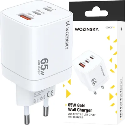 Immagine prodotto di Caricabatterie da rete Gan Wozinsky Cgwcw 65W Usb-A / 2 X Usb-C - Bianco
