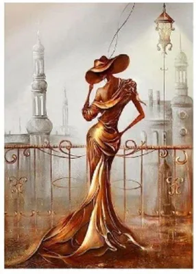 Image de Mosaïque diamantée, "Femme sur un balcon", 30x40 cm