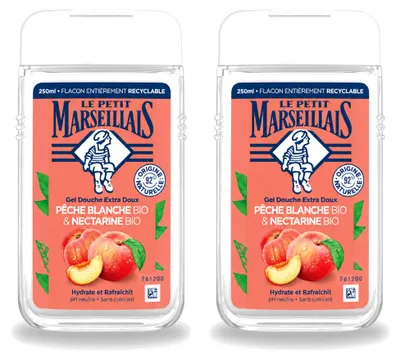 Obrázek produktu pro 2 x Sprchový gel Le Petit Marseillais – Bílá broskev a nektarinka – 250 ml - Výhodný balení – 2 kusy