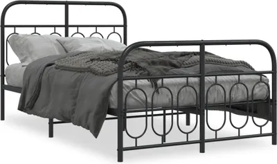 Produktbild von vidaXL Bettgestell mit Kopf- und Fußteil Metall Schwarz 120x190 cm