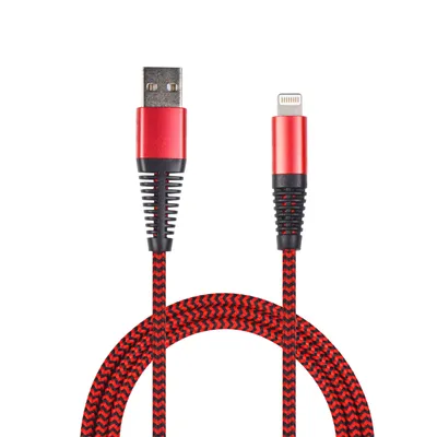 Zdjęcie produktu dla 2GO Kabel USB do ładowania i transmisji danych Lightning 1m Nylonowe czerwone opakowanie PET
