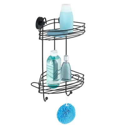 Zdjęcie produktu dla Półka pod prysznic Vacuum-Loc, dwupoziomowa, metalowa, WENKO