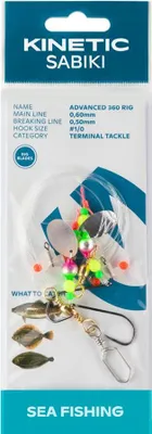 Produktbild von Kinetic Sabiki Advanced 360 #1/0 Yellow/Green Plattfisch Scholle Flunder Vorfach Rig system
