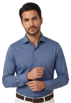 Produktbild von Ledub Hemd blau Stretch-Baumwolle