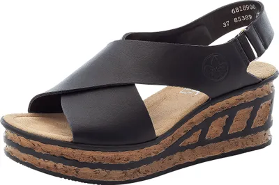 Produktbild von Rieker Damen Sandalen Keilabsatz Sandaletten 68189-00, Größe:39 EU, Farbe:Schwarz
