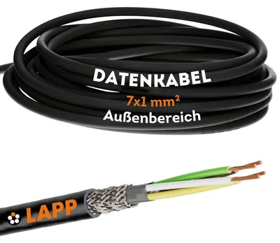 Produktbild von 10 Meter Lapp 1030544 LiYCY geschirmte Steuerleitung 7x1 mm² I UV-resistent I Signalkabel 7 adrig I Datenkabel für Außenbereich I Lötkabel I Verbindungsleitung LED I Anschlussleitung schwarz