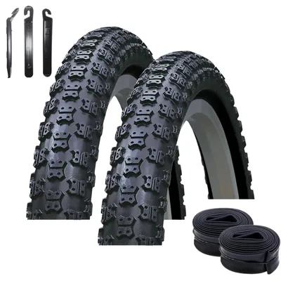 Image de 2 pneus de vélo Kenda K-50, 20 x 2,125 (57-406), couleur noire, + 2 chambres à air adaptées, comprenant des démonte-pneus