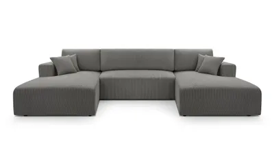 Produktbild von Wohnlandschaft PULA-U Cord Schlafsofa, Bettkasten GRAU